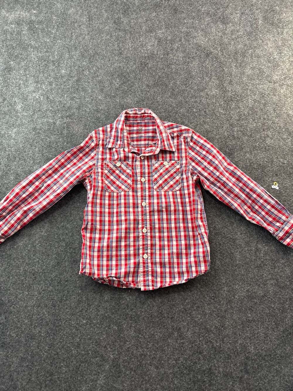 Allen Solly Junior Boys Red Plaid Long Sleeve Button Down Shirt Size 7Y-S